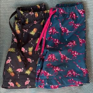 Shredly mtb flamingo and dinosaur print shorts set